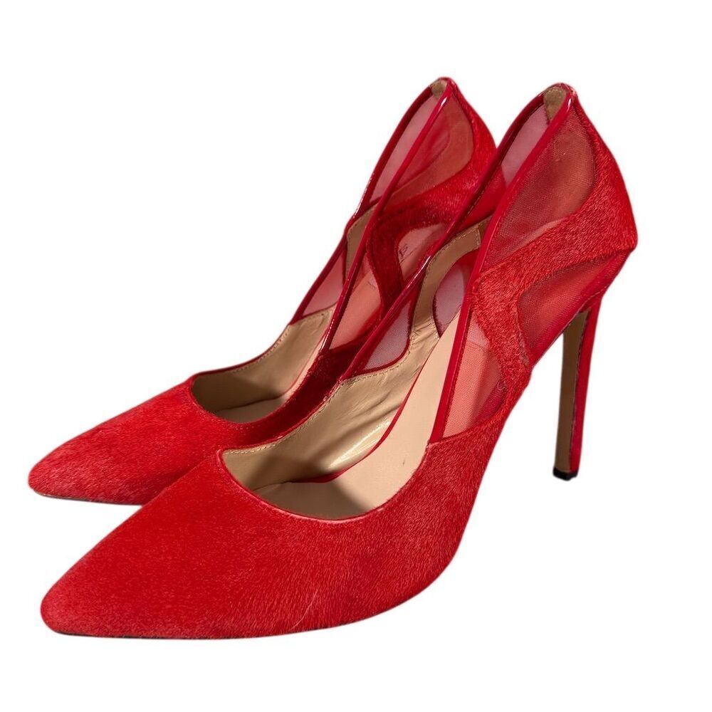Jojo’s Size 10 Women's Red Calf Hair Stiletto Heels